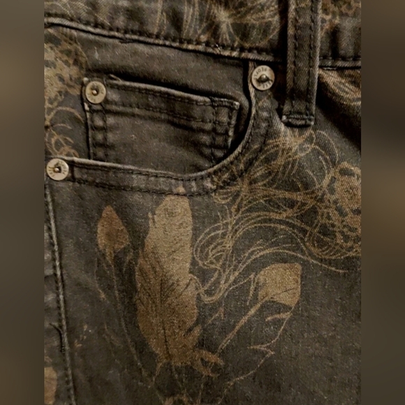 Free People Printed Denim Golden Floral Waist 25 In Stylish Black Women's Jeans - Picture 4 of 8